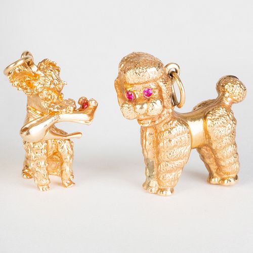 Two 14k Gold Dog Charms