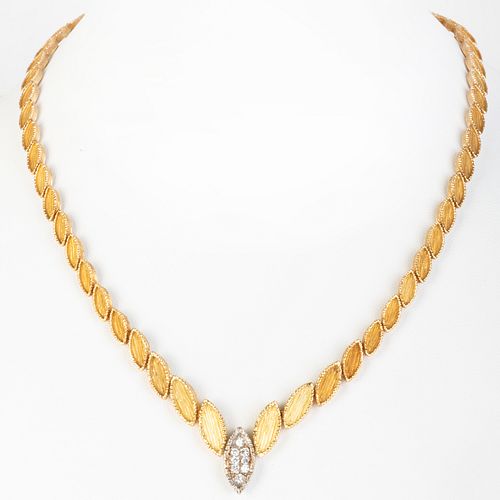 14k Gold and Diamond Articulated Necklace