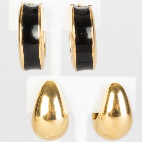 Two Pairs of 18k Gold Earrings