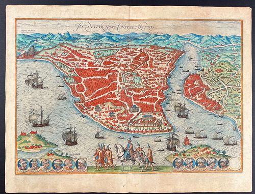 Braun & Hogenberg, pub. 1575 - Important and Early View of Constantinople (Istanbul)