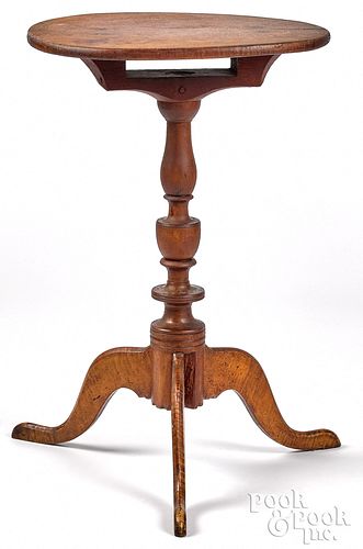 Curly maple candlestand, early 19th c.