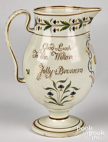 Pearlware pitcher, dated 1801