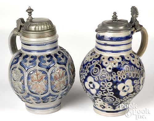 Two German stoneware flagons, late 18th c.