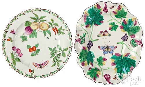 English Chelsea porcelain plate and shallow dish