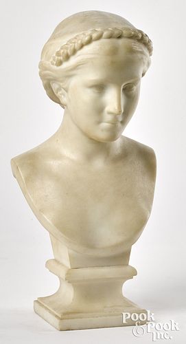 Carved marble female bust, ca. 1900
