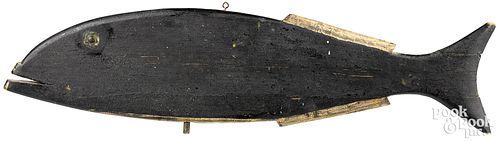 Carved and painted fish plaque, late 19th c.