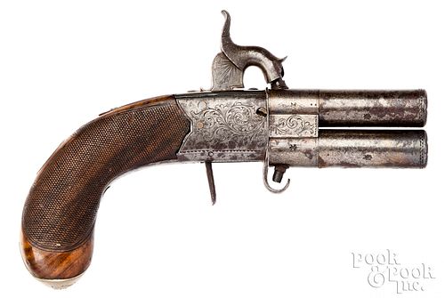 Hollis Brothers double barrel percussion pistol