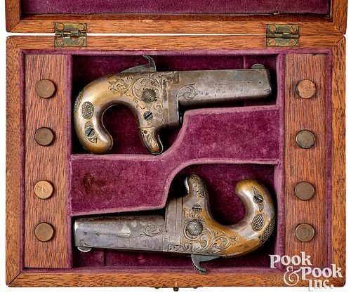 Two cased Moore's Patent no. 1 Derringer pistols