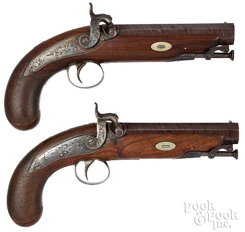 Pair of Durs Egg back action percussion pistols