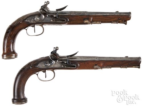 Pair of flintlock officer's pistols