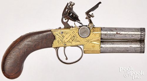 London double barrel flintlock pistol