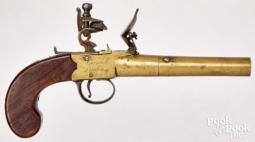 Bond London brass barrel flintlock pistol