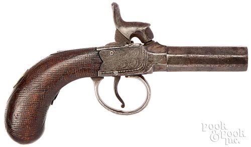 English engraved percussion pistol