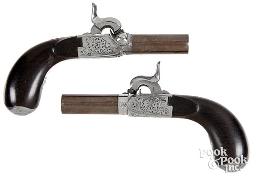 Matched pair of Belgian percussion pistols