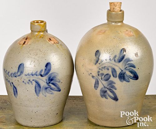 Two Reading, Pennsylvania stoneware jugs, 19th c.