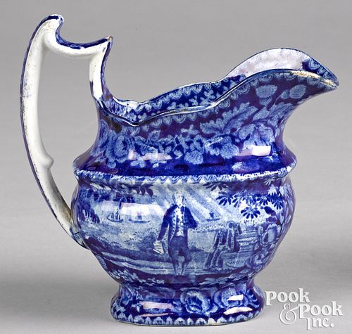 Historical blue Staffordshire cream pitcher