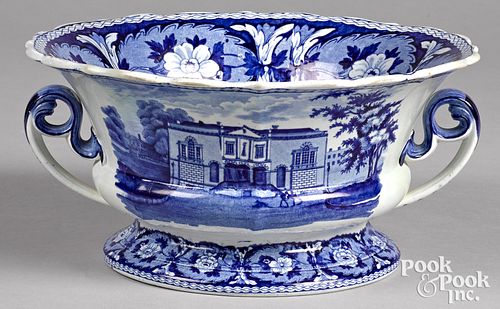 Historical blue Staffordshire open fruit bowl