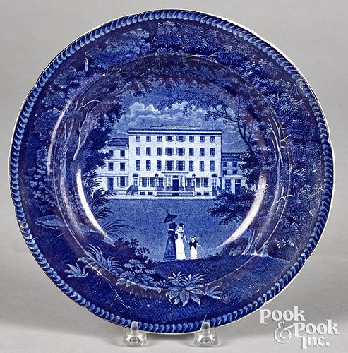 Historical blue Staffordshire soup plate