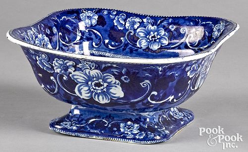 Historical blue Staffordshire footed compote