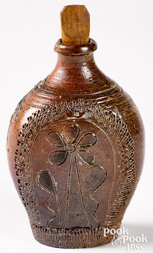 Brown glazed stoneware flask, ca. 1800