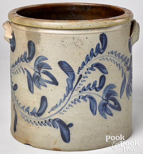 Pennsylvania six gallon stoneware crock, 19th c.,
