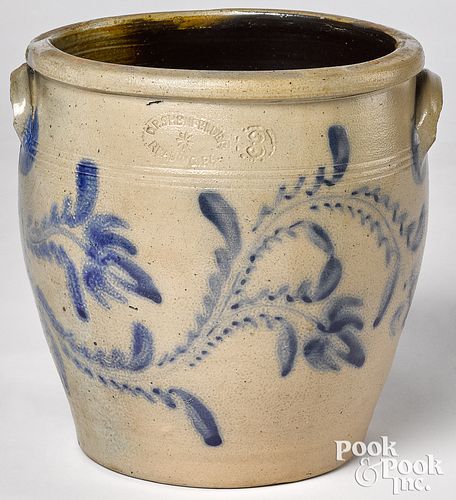 Pennsylvania three gallon stoneware crock, 19th c.