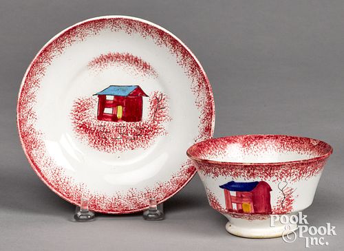 Red spatter shed cup and saucer.
