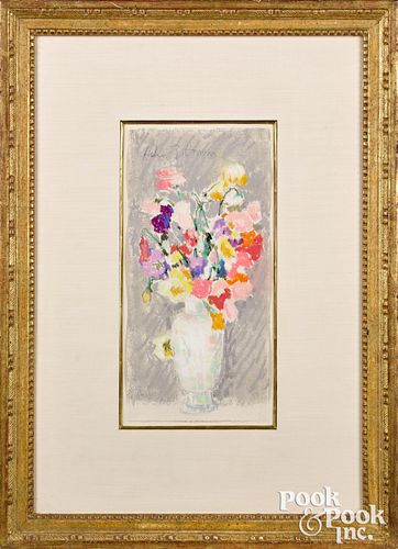 Hobson Pittman pastel still life with flowers