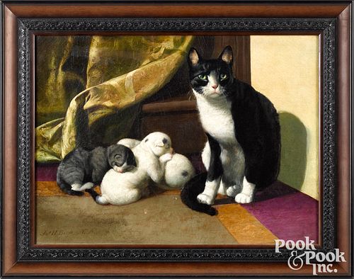 James Henry Beard painting of of a cat and kittens