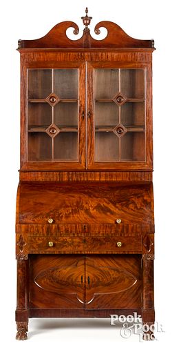 Baltimore late Federal mahogany desk and bookcase