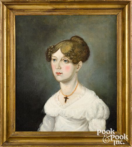 Oil on canvas portrait of a young woman