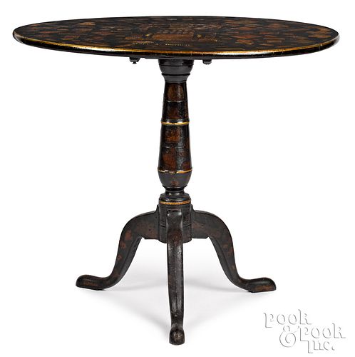 Queen Anne ebonized tea table, early 19th c.