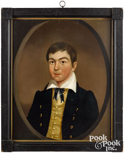 Sanford Mason oil on panel portrait of a boy