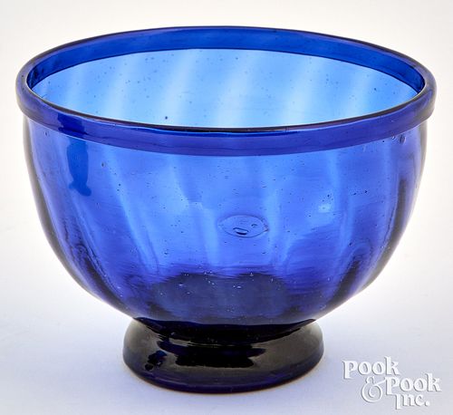 Pittsburgh cobalt glass open sugar bowl, 19th c.