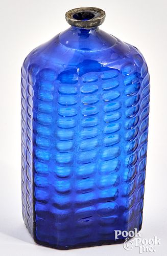 German cobalt blue blown glass bottle