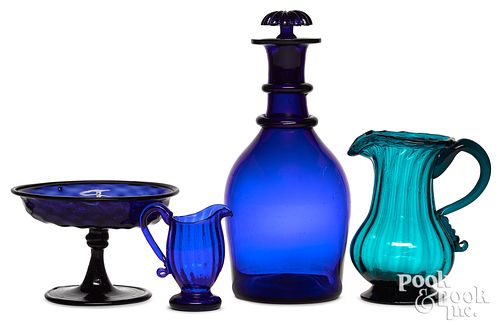 Four pieces of English glass, 19th c.