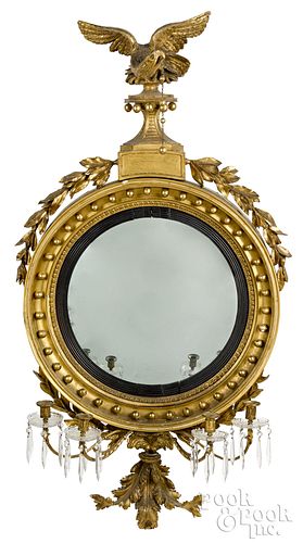 Carved giltwood convex mirror, ca. 1800