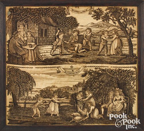Engraved handkerchief, early 19th c.