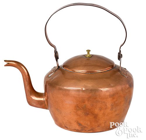 Reading, Pennsylvania copper tea kettle, ca. 1840