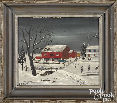 David Y. Ellinger oil on canvas winter landscape