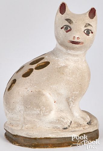 Pennsylvania chalkware seated cat, 19th c.