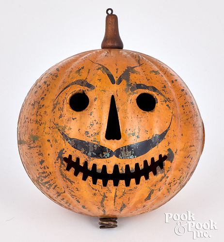 Painted tin jack-o-lantern pumpkin parade lantern