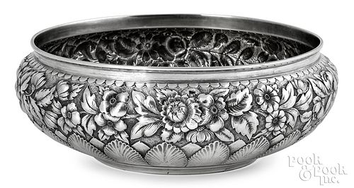 Whiting sterling silver repousse bowl