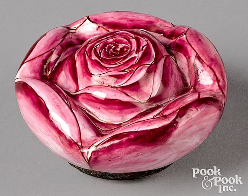 English enamel rose-form box, 18th c.