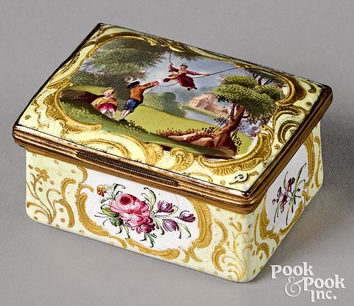 English enamel box, 18th c.