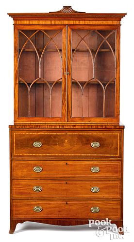 George III mahogany desk and bookcase, ca. 1790