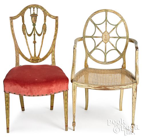 Two English Adam's style painted chairs, ca.1790