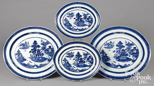 Four Chinese export porcelain Nanking platters