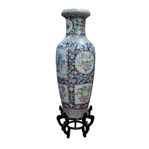 Famille Blue Palace Size Chinese Vase