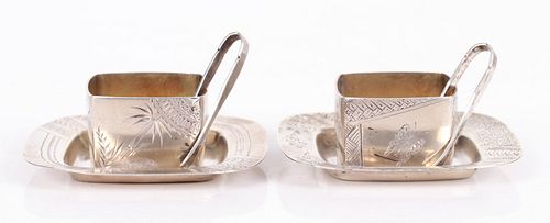 A Pair of Aesthetic Movement Sterling Mint Dishes
